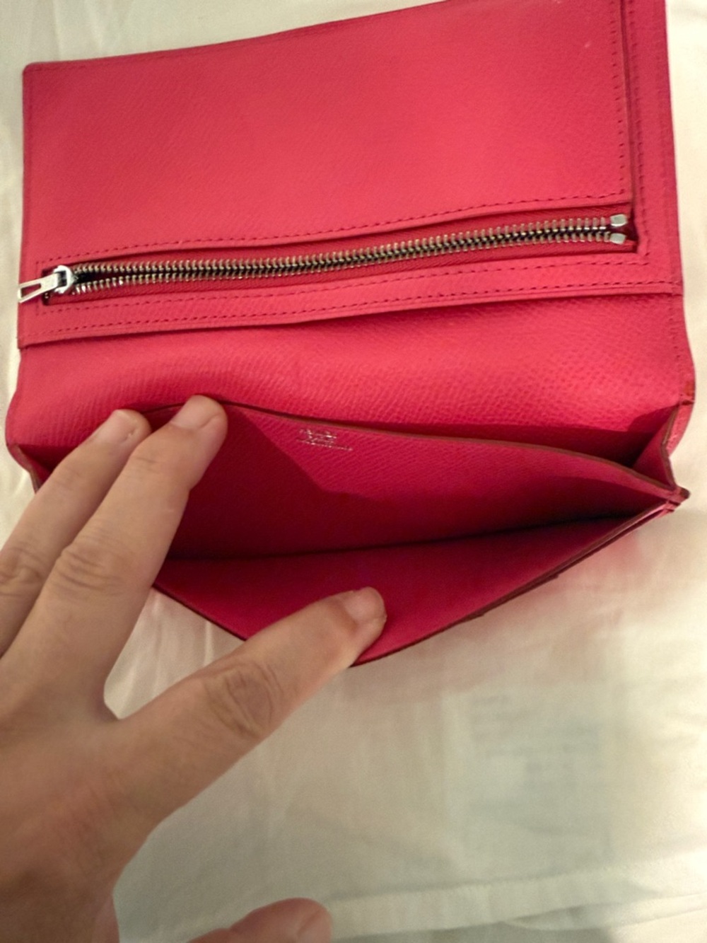 Pink Leather Wallet Clutch with Silver H Accent - Picture 6 of 7